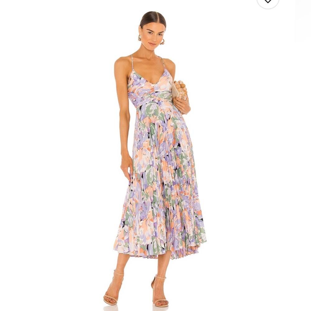 Astr Pastel Floral Pleated Maxi Dress